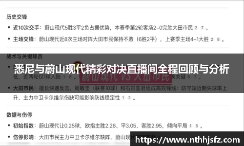 悉尼与蔚山现代精彩对决直播间全程回顾与分析